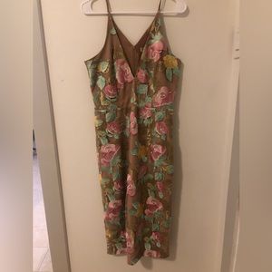 Dress the Population Nude Floral Dress